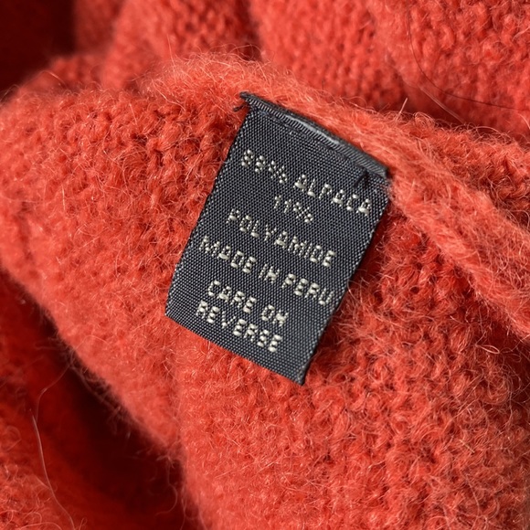 Classic Alpaca alpaca crew sweater deep coral orange asymmetrical boxy small S - Picture 10 of 12